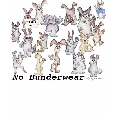 Not Wearing Bundies Cartoon Rabbits Funny T Shirt by zooogle