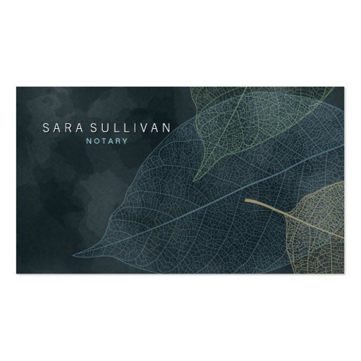 Notary Business Card Grunge Leaf Veins (front side)