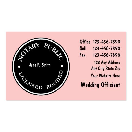 Notary Business Cards Zazzle