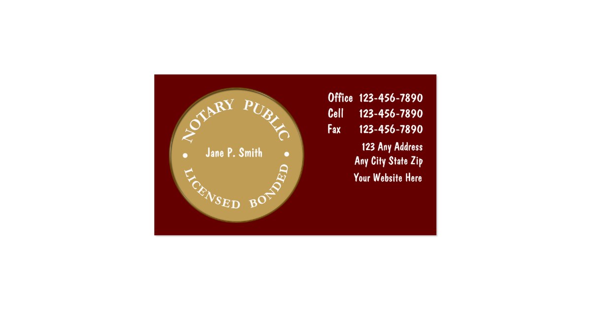 Notary Business Cards Zazzle