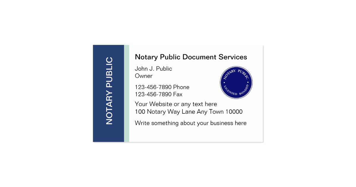 Notary Public Business Cards Samples - Notary Public Business Cards