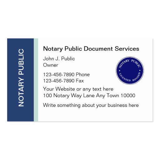 Notary Public Business Cards