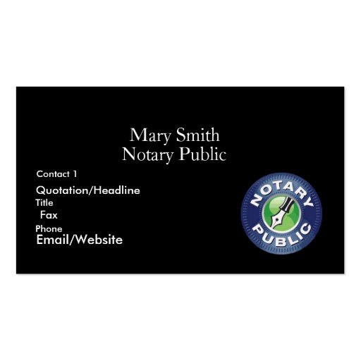 Notary Public Business Cards