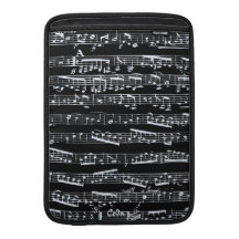 Notas blancos y negros de la música fundas macbook air