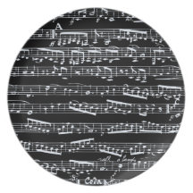 Notas blancos y negros de la música platos