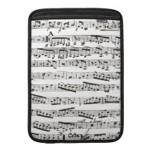 Notas musicales blancos y negros fundas MacBook