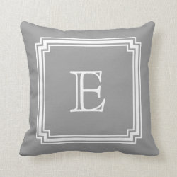Notched Corner Frame Gray Background Monogram Pillow