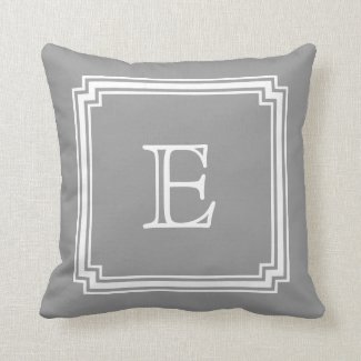 Notched Corner Frame Gray Background Monogram Pillow