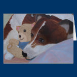 Note Card - Dog Cuddling Teddy Bear cards