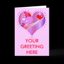 Note Card, Greeting Card - Pink Heart, Valentine cards