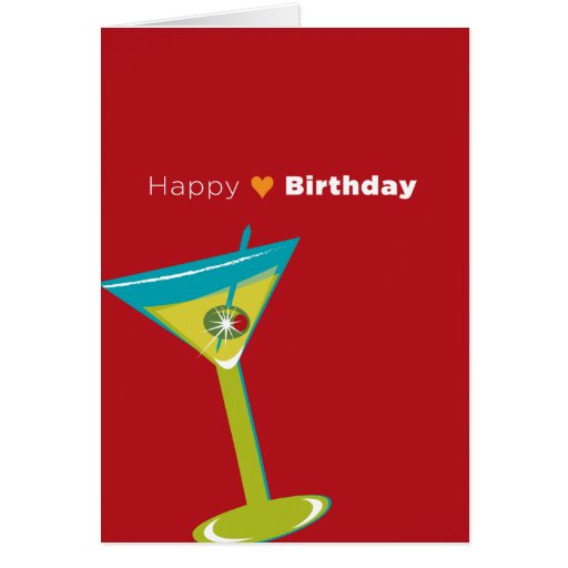 Note Card Happy Birthday Martini Greeting Card Zazzle