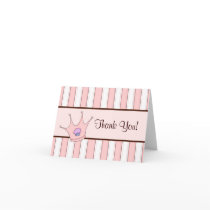 note card, Thank You, cute fun pink brown princess