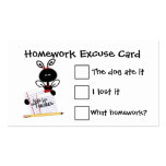 Note for Teacher Homework Excuse Cards Business Card Template