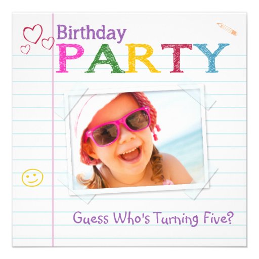 Notebook Doodle Birthday Party Invitations