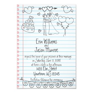 Notebook Doodle Wedding Invitation