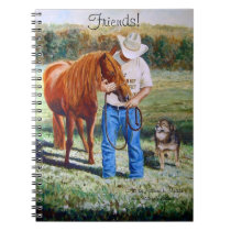 Notebook, Friends, Cowboy with horse and dog