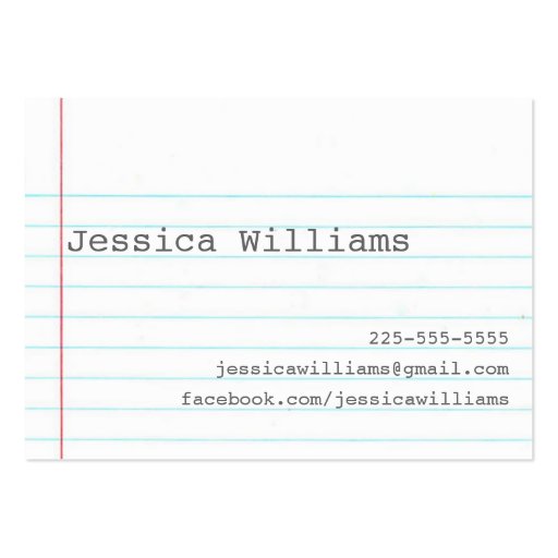 Notebook Paper Business Card (front side)