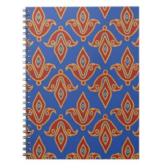 Notebook, Red, Blue, Gold Fleur de Lys Pattern
