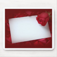 NoteCard w/ red rose - customizable with your text Mouse Pads