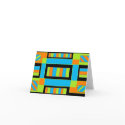 Notecard with bright colored shapes