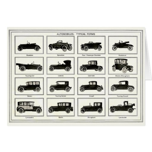 Notecard with Vintage Automobile Illustration