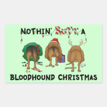 Nothin' Butt A Bloodhound Christmas Rectangle Stickers