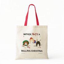 Nothin' Butt A Bulldog Christmas Canvas Bags