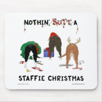 Nothin' Butt A Staffie Christmas mousepads