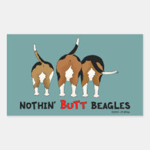 Nothin' Butt Beagles Rectangular Stickers