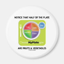 Notice That Half Of Plate Are Fruits & Vegetables Fridge Magnets
