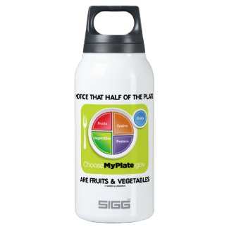 Notice That Half Of Plate Are Fruits & Vegetables 10 Oz Insulated SIGG Thermos Water Bottle