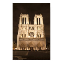 Notre Dame cathedral at night posters