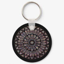 Notre Dame Stained Glass North Window, Paris keychains by DLKyles Notre Dame Stained Glass North Window, Paris keychains