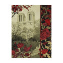 Notre Dame with Vintage Roses Postcard by SBCSTUDIO Notre Dame with Vintage Roses Postcard