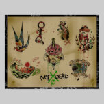 NOTxDEAD tattoo flash poster posters