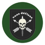 nous defions round sticker