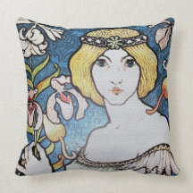 Nouveau Advertisement Throw Pillows