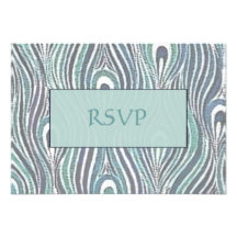 Nouveau Peacock Feathers RSVP Card Announcements