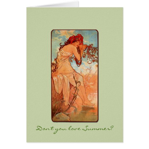 Nouveau Summer Girl Solstice Greeting Card
