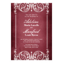 Nouveau Victorian: Burgundy & White Wedding invitations