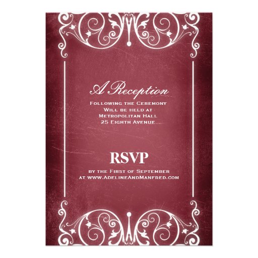 Nouveau Victorian: Burgundy & White Wedding Personalized Invite