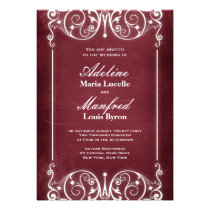 Nouveau Victorian: Burgundy & White Wedding invitations