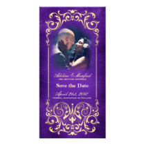Nouveau Victorian: Gold & Aubergine Save the Date photo cards