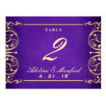 Nouveau Victorian Gold & Aubergine Table Number Postcards