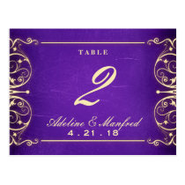 Nouveau Victorian Gold & Aubergine Table Number postcards
