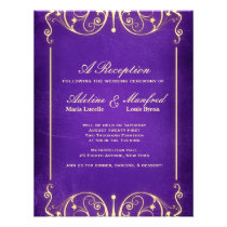 Nouveau Victorian: Pale Gold & Aubergine Reception invitations