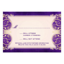 Nouveau Victorian: Pale Gold & Aubergine RSVP invitations