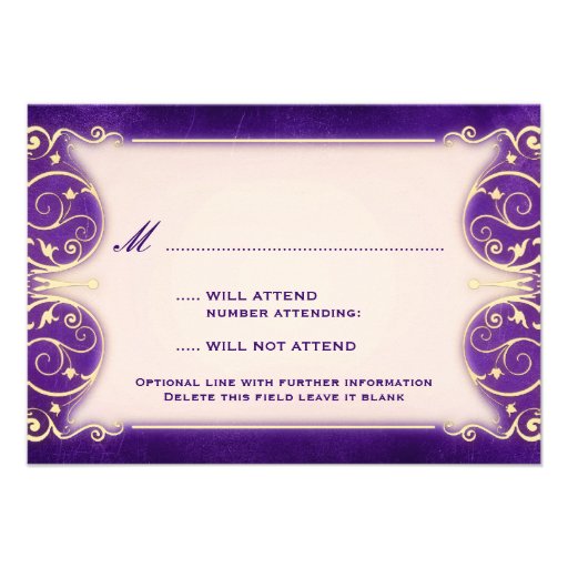 Nouveau Victorian: Pale Gold & Aubergine RSVP Announcement