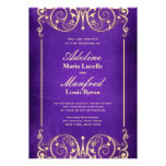 Nouveau Victorian: Pale Gold & Aubergine Wedding Invitations