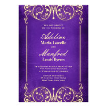 Nouveau Victorian: Pale Gold & Aubergine Wedding invitations